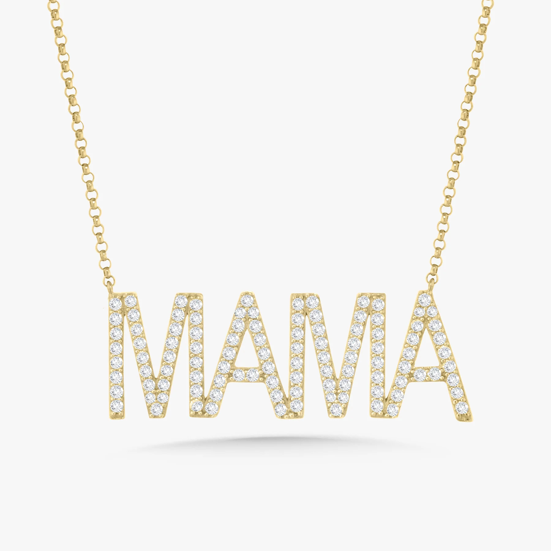 "Mama" Block Letter Diamond Necklace | RW Fine Jewelry