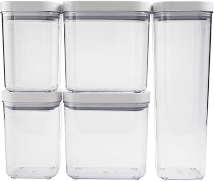 OXO 2146700 SoftWorks POP Container Set Clear/White (5PC), Plastic | Amazon (UK)