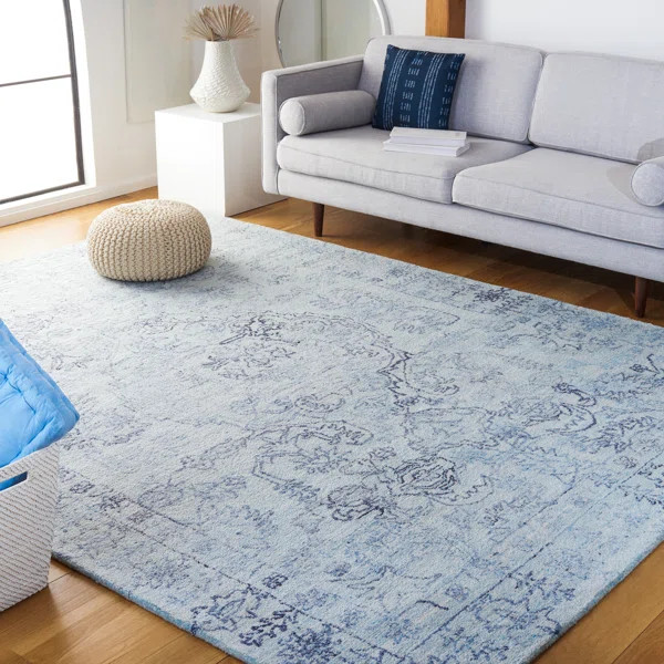 Oriental Handmade Tufted Area Rug in Light Blue | Wayfair North America