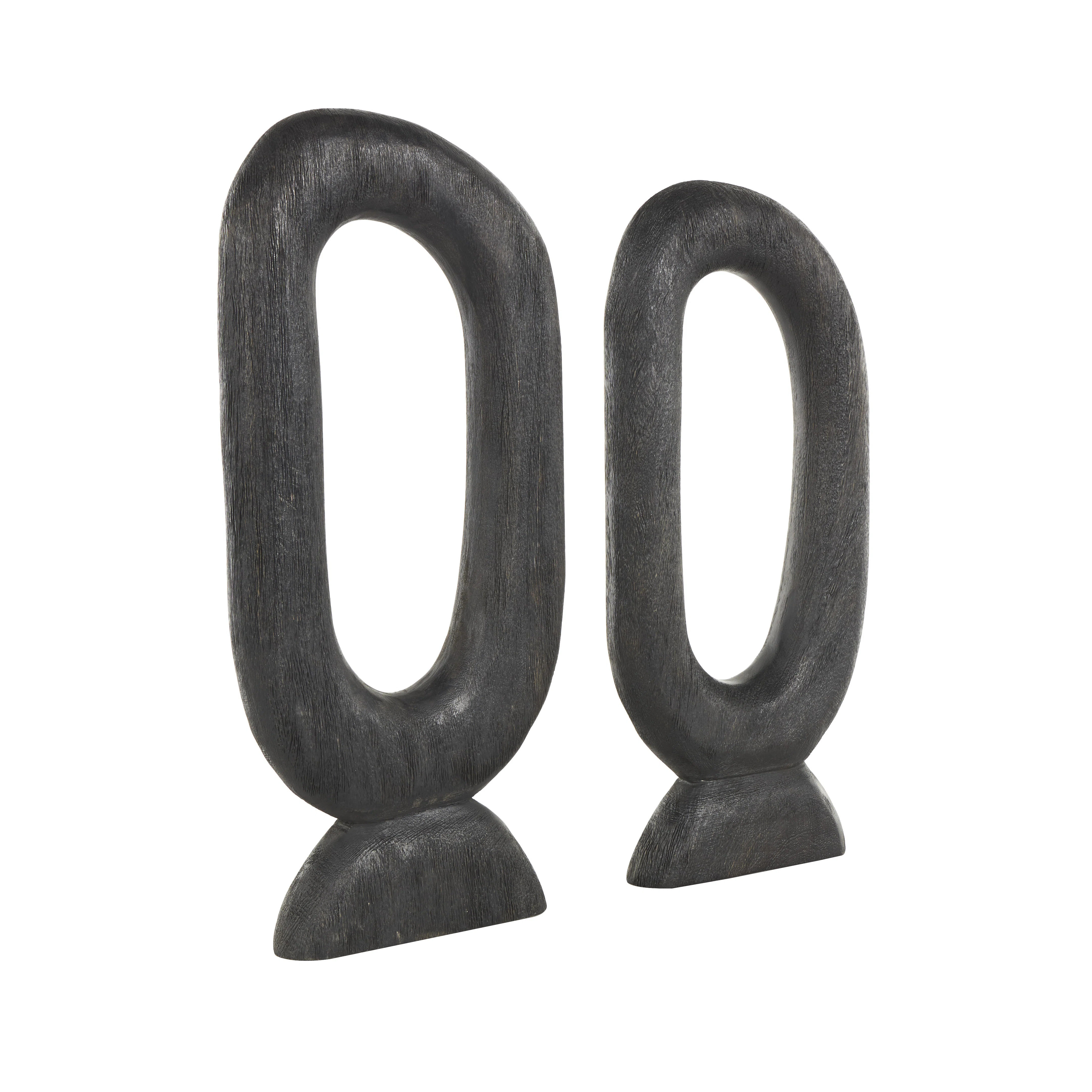 Kirton Mango Wood Cutout Oval Abstract Decorative Black Sculpture Set (Set of 2) | Wayfair North America