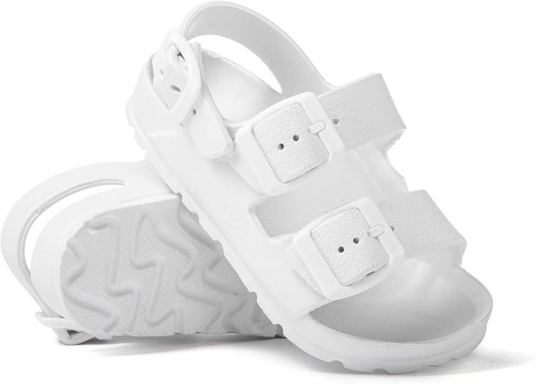 Brown Oak Boys & Girls Kids Waterproof Comfort Cushioned Slides Adjustable Double Buckle EVA Sand... | Amazon (US)