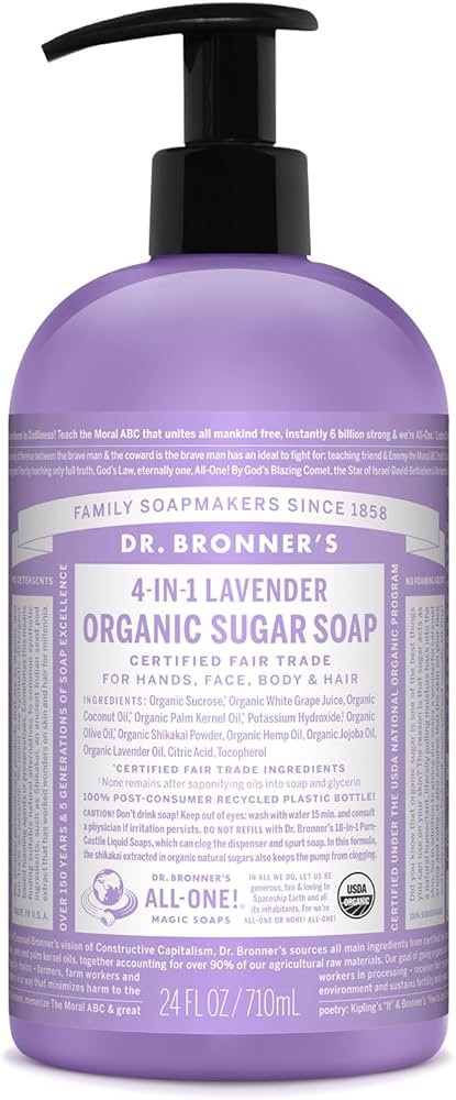 Dr. Bronner's - Organic Sugar Soap (Lavender, 24 Ounce) - Made with Organic Oils, Sugar and Shika... | Amazon (US)