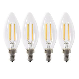 60-Watt Equivalent B10 E12 Candelabra Dimmable Filament CEC Clear Glass Chandelier LED Light Bulb... | The Home Depot