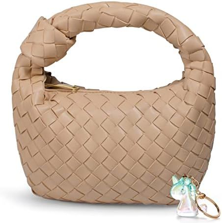 IwIeIaIrI Woven Handbags for Women - Soft PU Leather Knotted Clutch Bag Designer Ladies Hobo Bag,... | Amazon (US)