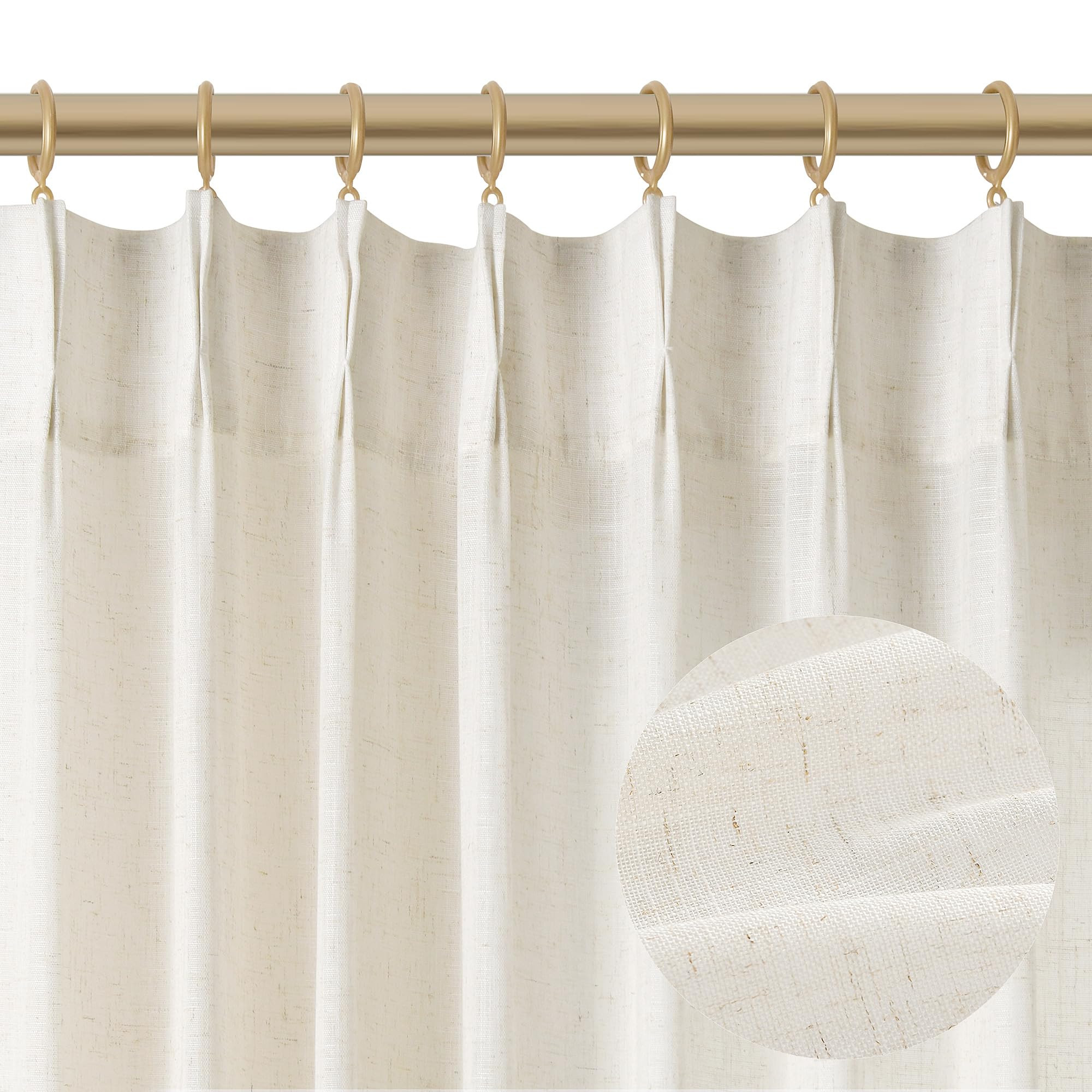 Joywell Linen Pinch Pleated Window Curtains 96 Inches Long,Back Tab Clip Rings Light Filtering Dr... | Amazon (US)