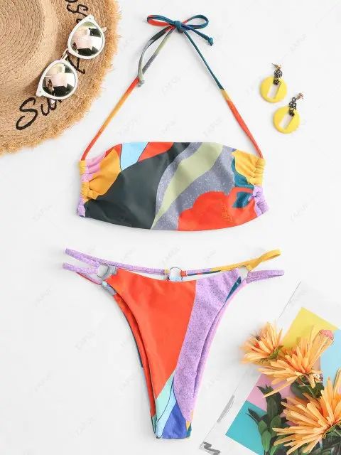 ZAFUL Colorblock Multi-way Cutout Tied Bikini Swimwear | ZAFUL (Global)