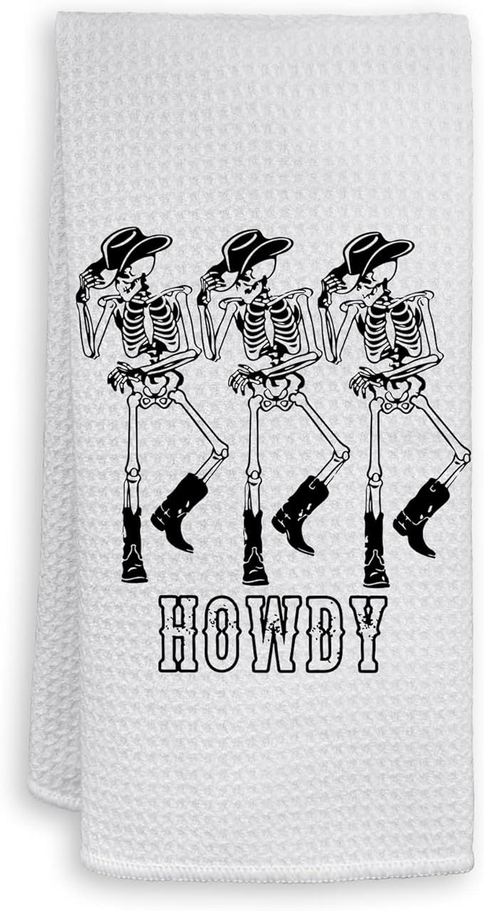 HIWX Halloween Hand Towels, Halloween Kitchen Towels,Preppy Howdy Skeleton Halloween Decorative K... | Amazon (US)