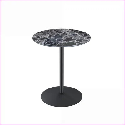 Space-Saving 17.5" Black Marble Textured Coffee Table with Steel Foundation, Sturdy & Compact | Wayfair North America