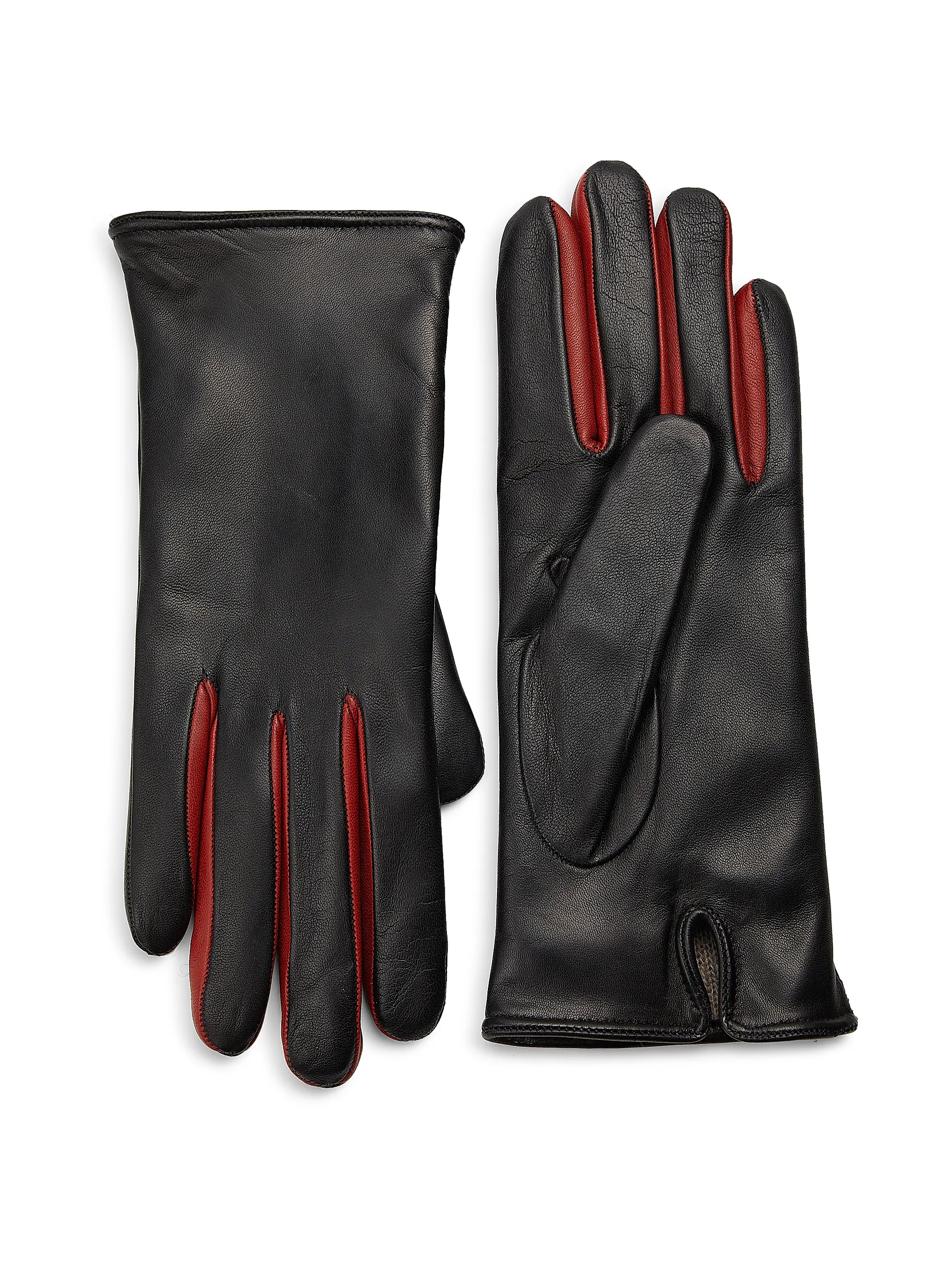 Contrast-Fourchette Leather Gloves | Saks Fifth Avenue