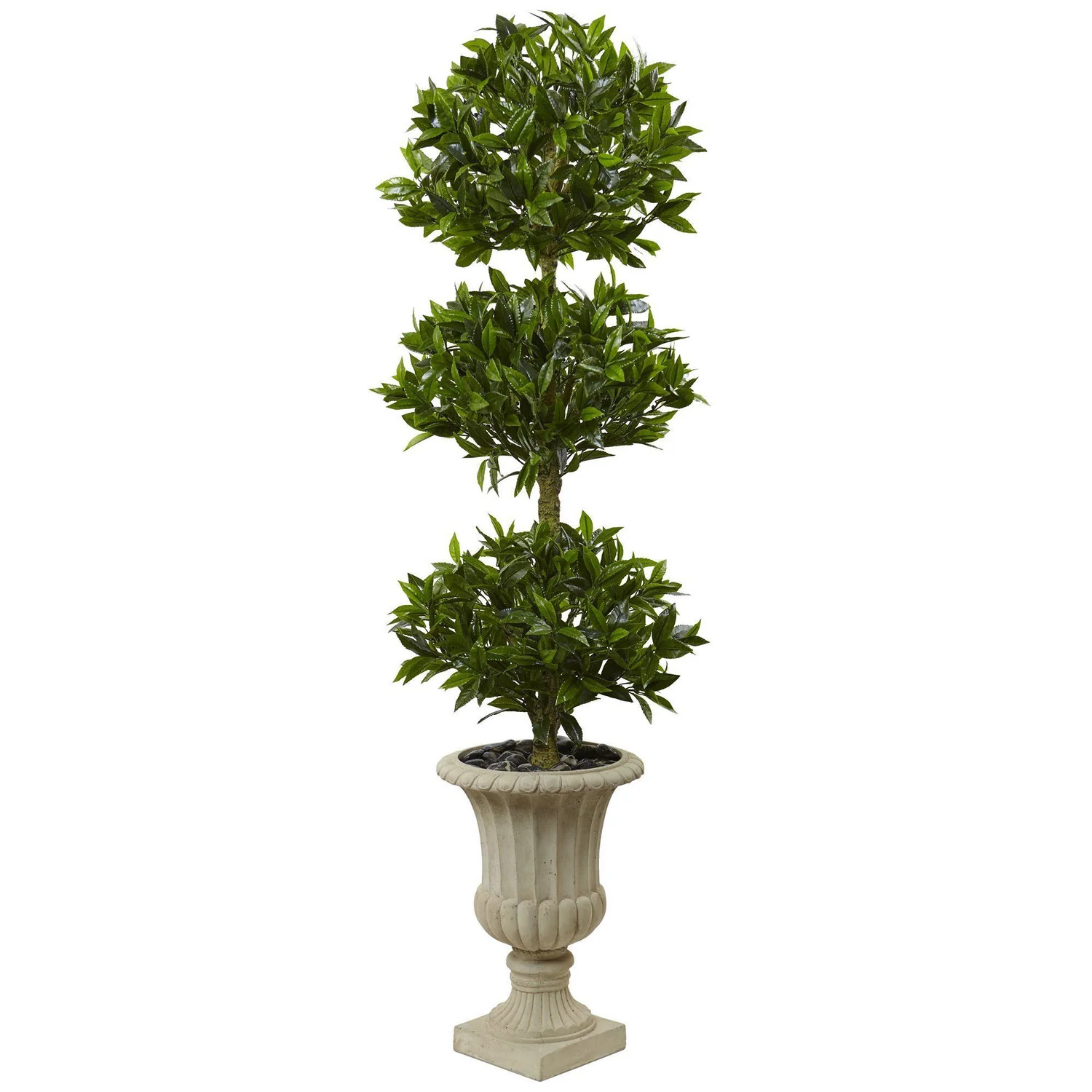 5.5’ Triple Bay Leaf Topiary Artificial Tree in Urn UV Resistant (Indoor/Outdoor) | Nearly Natu... | Nearly Natural
