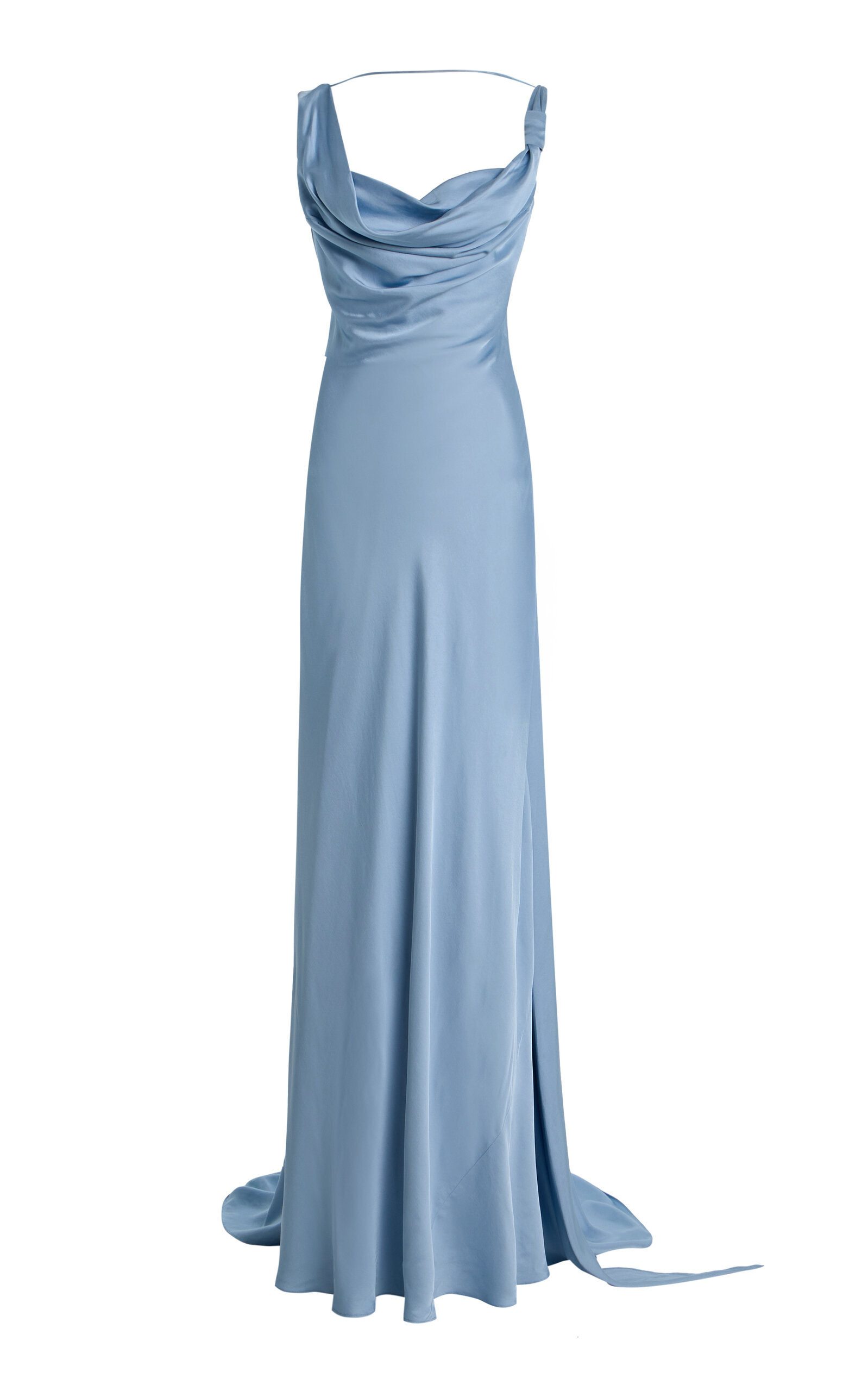 Arcina Ori - Darcy Open-Back Satin Maxi Dress - Blue - M - Moda Operandi | Moda Operandi (Global)