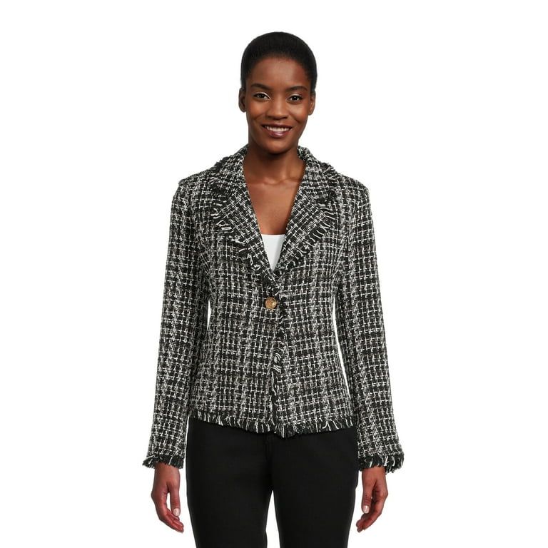 Attitude Unknown Women's Fancy Tweed Structured Blazer, Sizes XS-XL | Walmart (US)