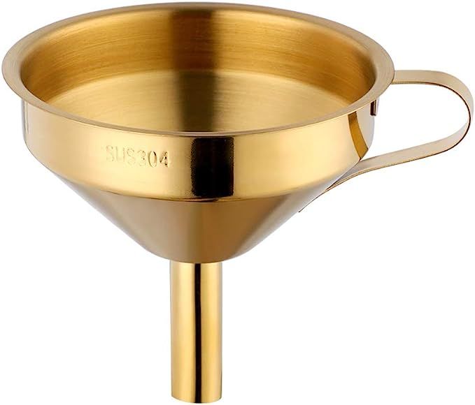 Funnel with Detachable Filter, Gold 18/8（304）Stainless Steel by BUY THINGS! (Gold) | Amazon (US)