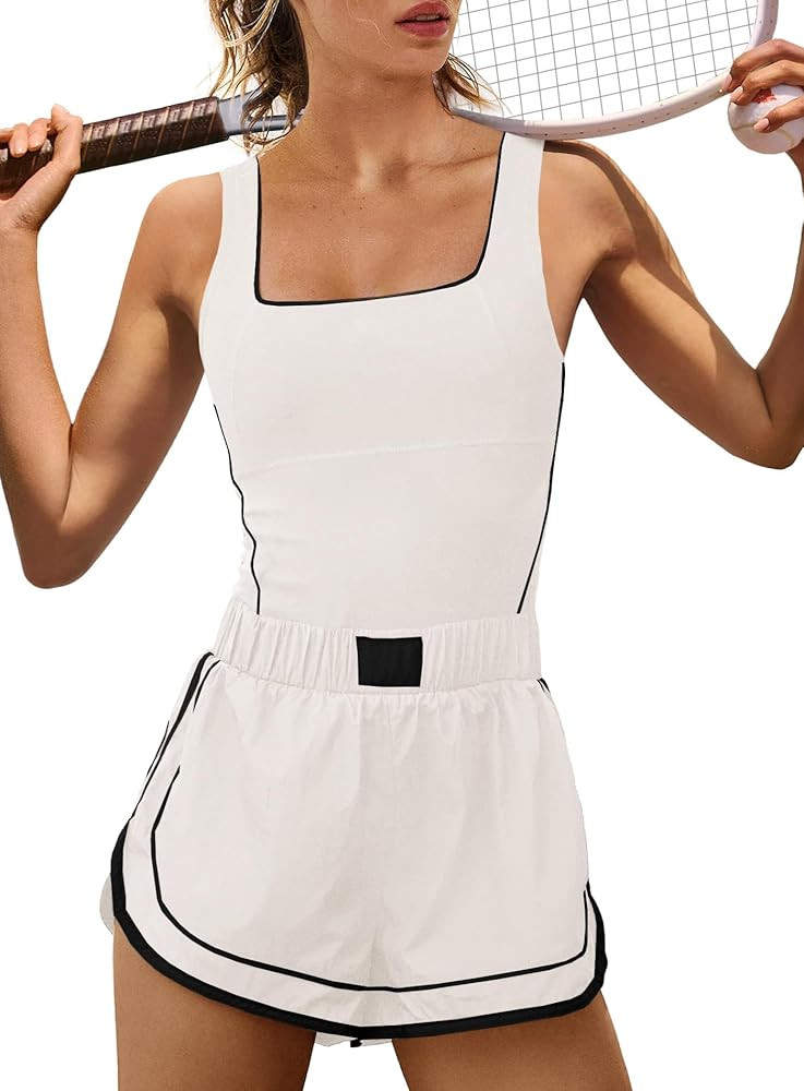 Yanekop Womens Athletic Romper Sleeveless Workout Jumpsuits Exercise Active Rompers One Piece Out... | Amazon (US)