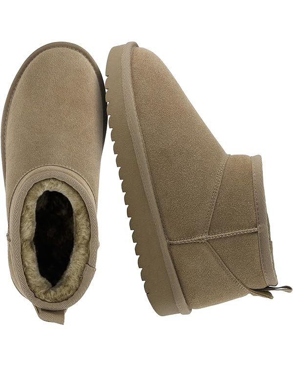 CUSHIONAIRE Hip-3 Genuine Suede Leather Ankle Boots for Women – Pull On Cozy Faux Fur Boots Wom... | Amazon (US)