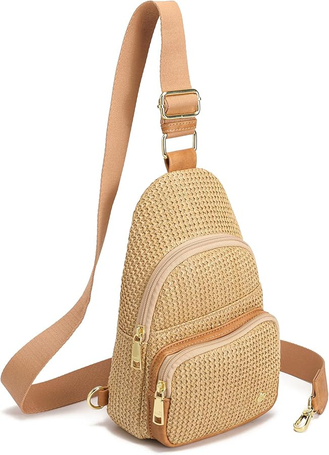 Faux Straw Crossbody Bags for Women RFID Summer Raffia Sling Bag Beach Vacation Travel Purse | Amazon (US)