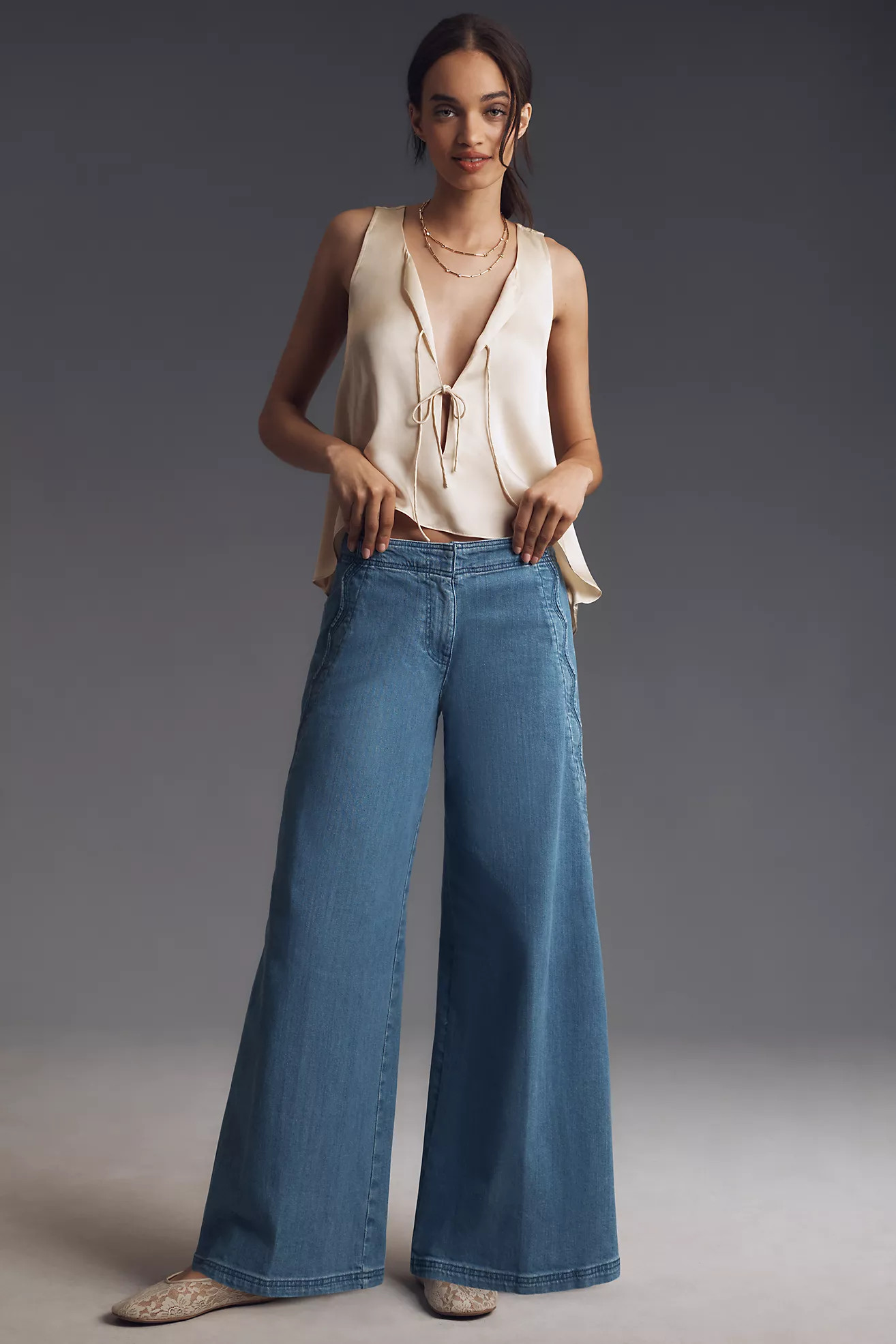 Maeve Scallop-Edge High-Rise Wide-Leg Jeans | Anthropologie (US)
