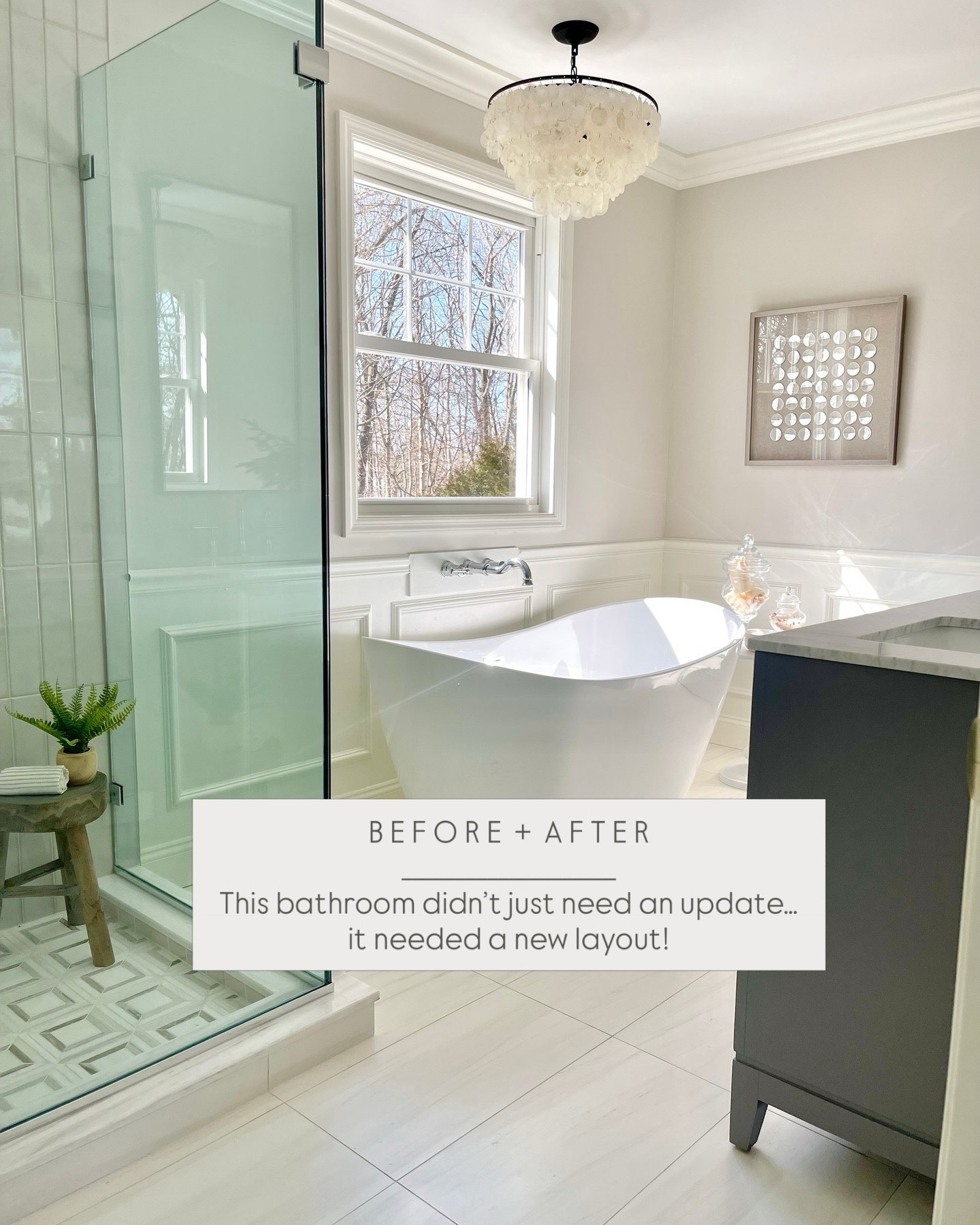 This bathroom didn't just need better finishes -it needed a better layout and in my opinion... a soaking tub! 🛁 

At first glance, it felt small, tight, and outdated
—but the bigger issue was how the space was being used.
The shower was tucked behind the door, the vanity was undersized, and everything felt like it was competing for space.
Instead of just updating what was there, we reworked the layout and borrowed space from just outside the room to make it actually tunction.
That shift made room for everything this space was missing-
a proper double vanity, a larger shower, and even a soaking tub! 

Now there's space to move, a layout that makes sense, and a bathroom that finally feels like it tits the home.

#LTKHome