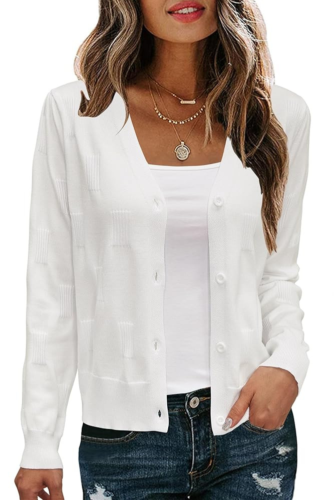 Arach&Cloz Women's Soft Cropped Cardigan Casual Lightweight Shrug Sweater Tops | Amazon (US)