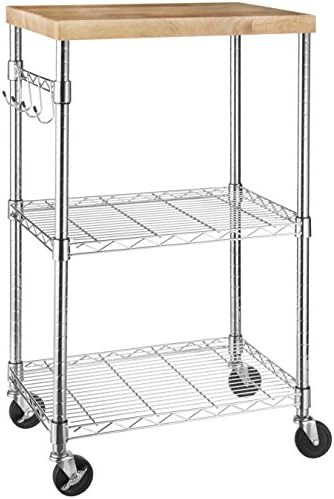 Amazon.com: Amazon Basics Kitchen Storage Microwave Rack Cart on Caster Wheels with Adjustable Sh... | Amazon (US)