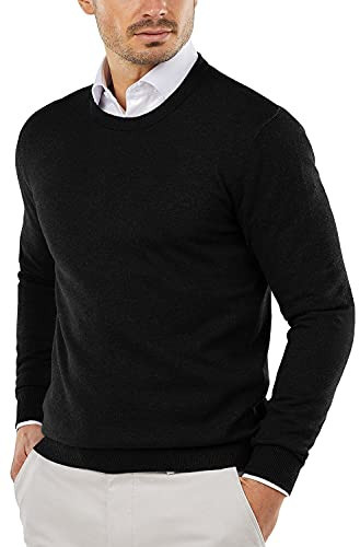 COOFANDY Men Crew Neck Sweater Ribbed Knit Slim Fit Long Sleeve Pullover Top for Casual Dressy Black | Amazon (US)