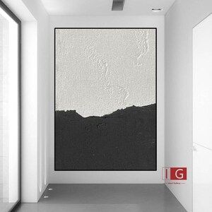 Black and white Minimalist Painting Large Abstract Painting Black And White Wall Art Set Of 2 Bla... | Etsy (US)