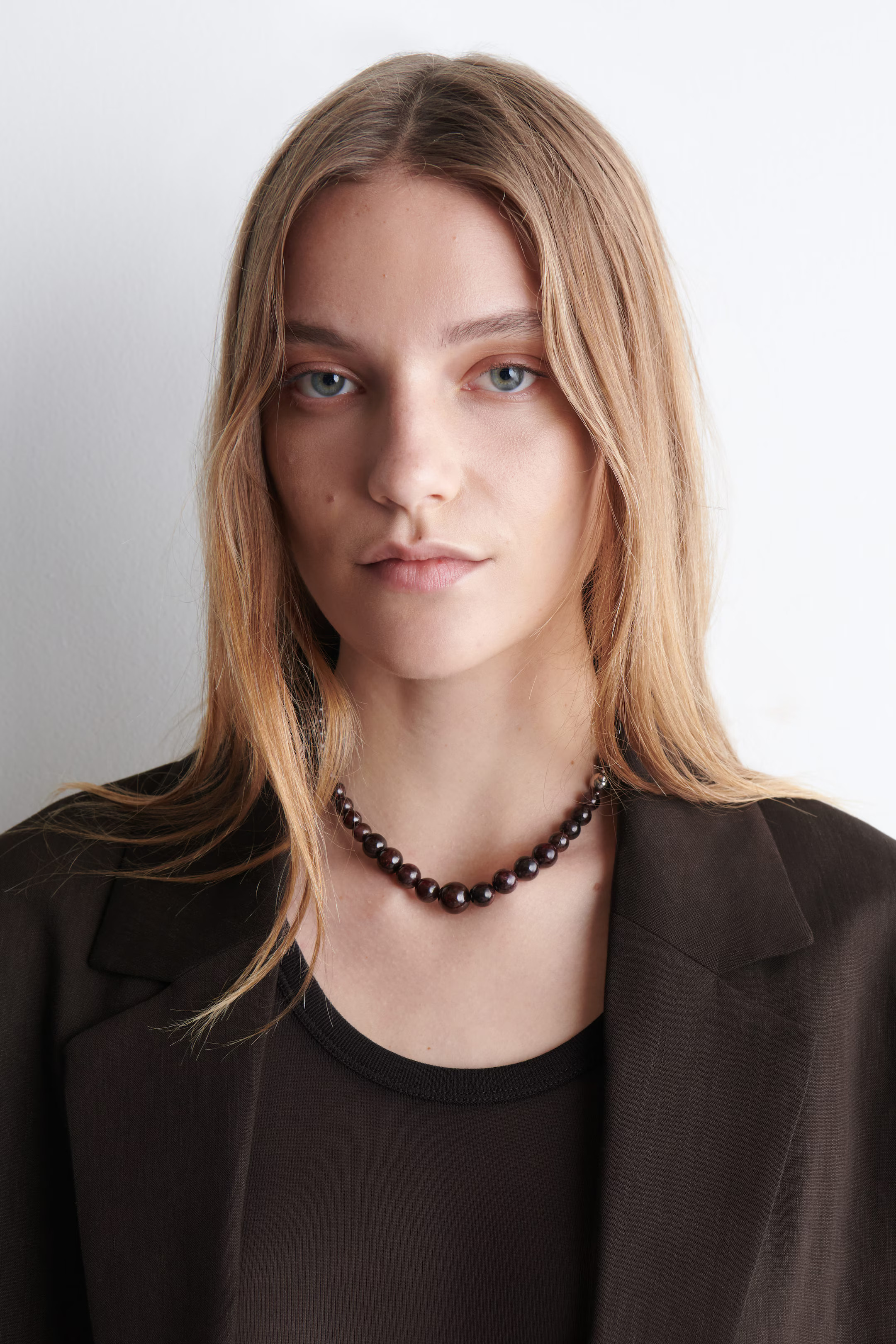 GARNET BEADED NECKLACE - DARK BROWN | COS | COS UK