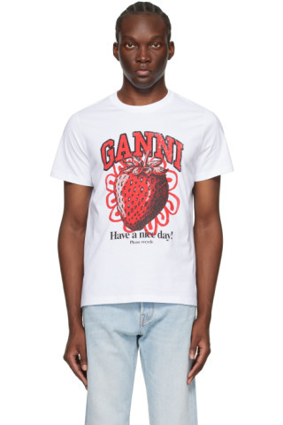 White Relaxed Strawberry T-Shirt | SSENSE