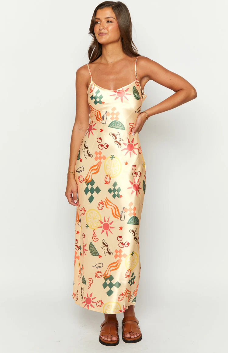 Renesmee Golden Escape Yellow Print Maxi Dress | Beginning Boutique (US)