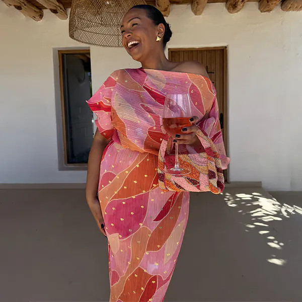 Pink Abstract Tilly Dress | Never Fully Dressed (UK & IE)