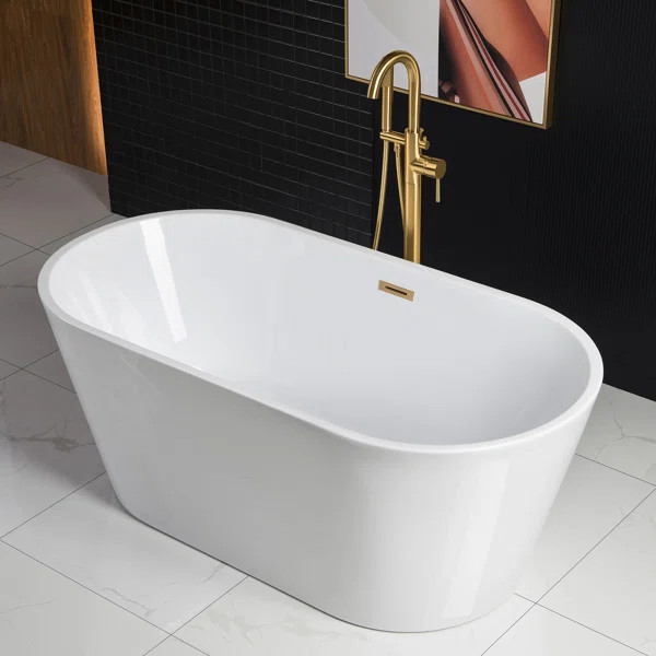 59" x 30" Freestanding Soaking AcrylicBathtub | Wayfair North America