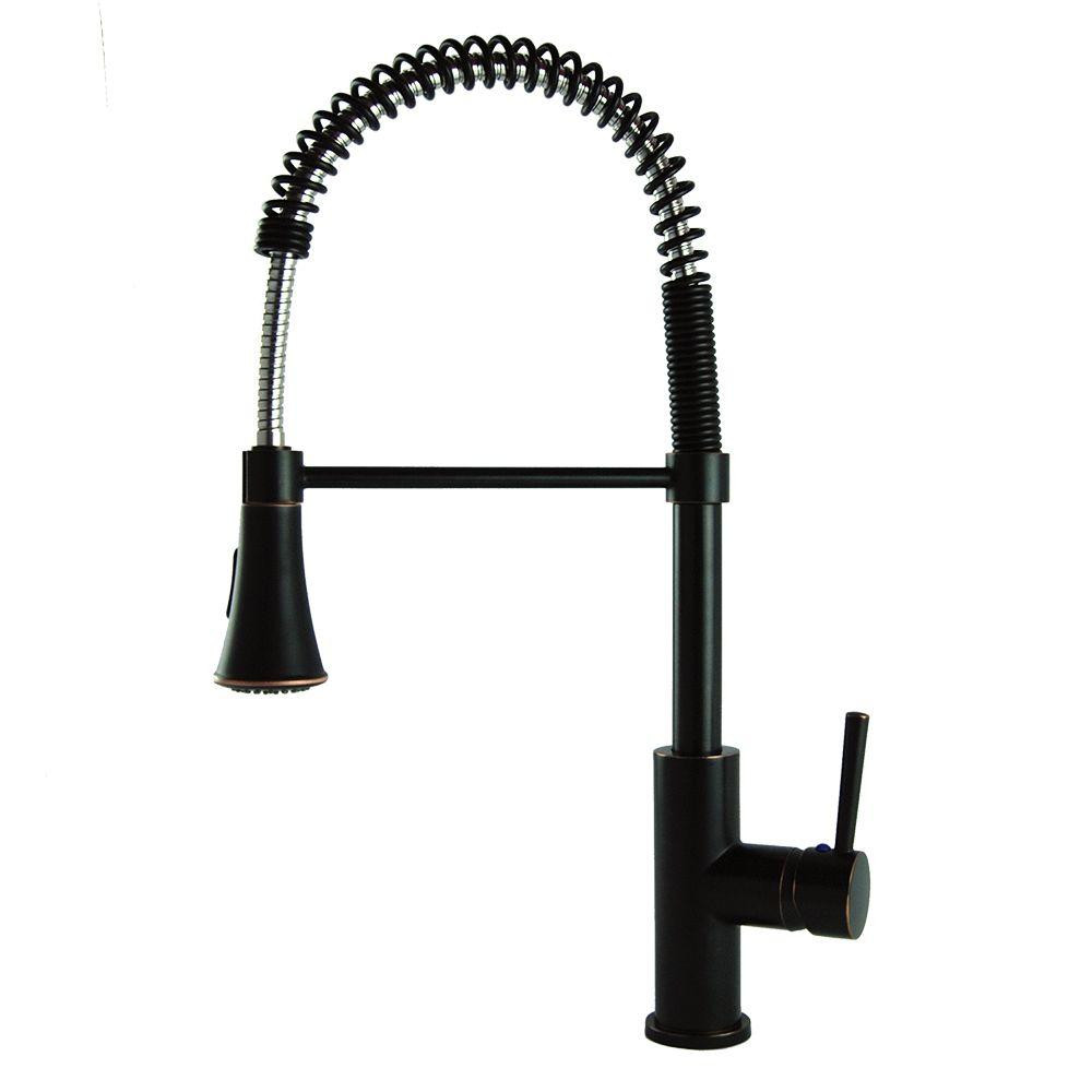 Modern European Residential Single-Handle Pull-Down Sprayer Kitchen Faucet in Oil Rubbed Bronze | The Home Depot