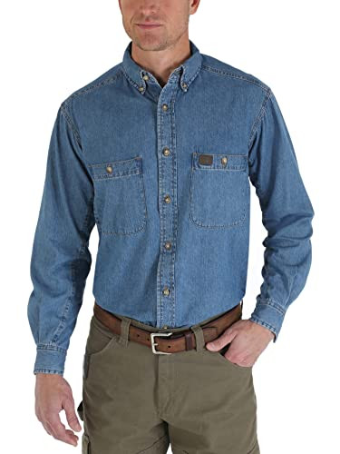 Long Sleeve Denim Work Shirt, Antique Navy, Medium | Amazon (US)