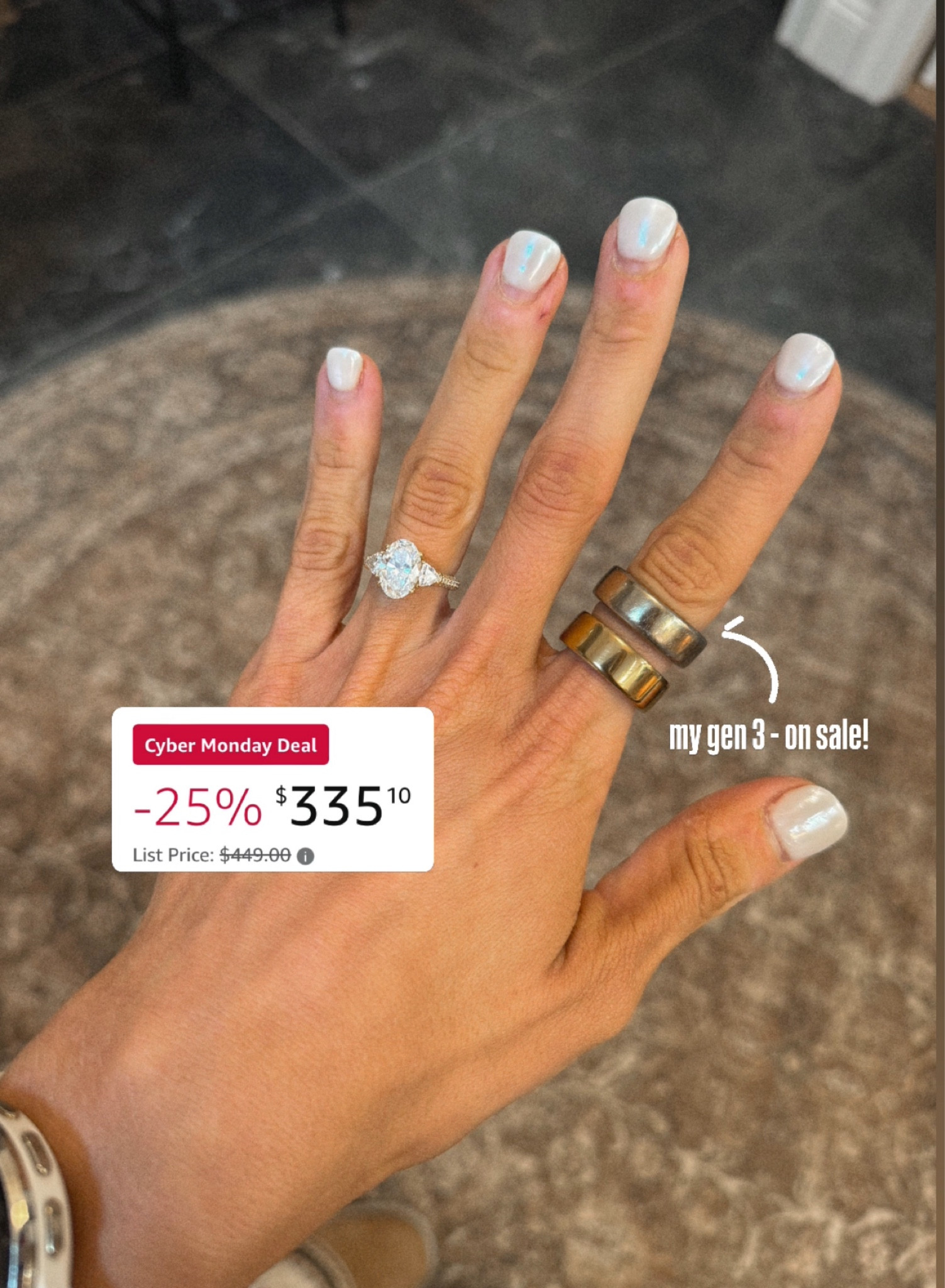 My tried and true - I love my oura ring SO MUCH! definitely get sized properly because they do not run like normal rings!😳🙈  Oura 3 - (my old one on top) is on major sale!!

oura rings / amazon finds / oura / amazon favorite / smart ring / sleep tracker / health tracker / amazon / sale / sale alert / cyber week deals / black friday deals / cyber monday deal / cyber monay sale / tech sale / gift ideas / gift idea for her / gift idea for him / Holley Gabrielle 

 

#LTKCyberWeek #LTKGiftGuide #LTKSaleAlert