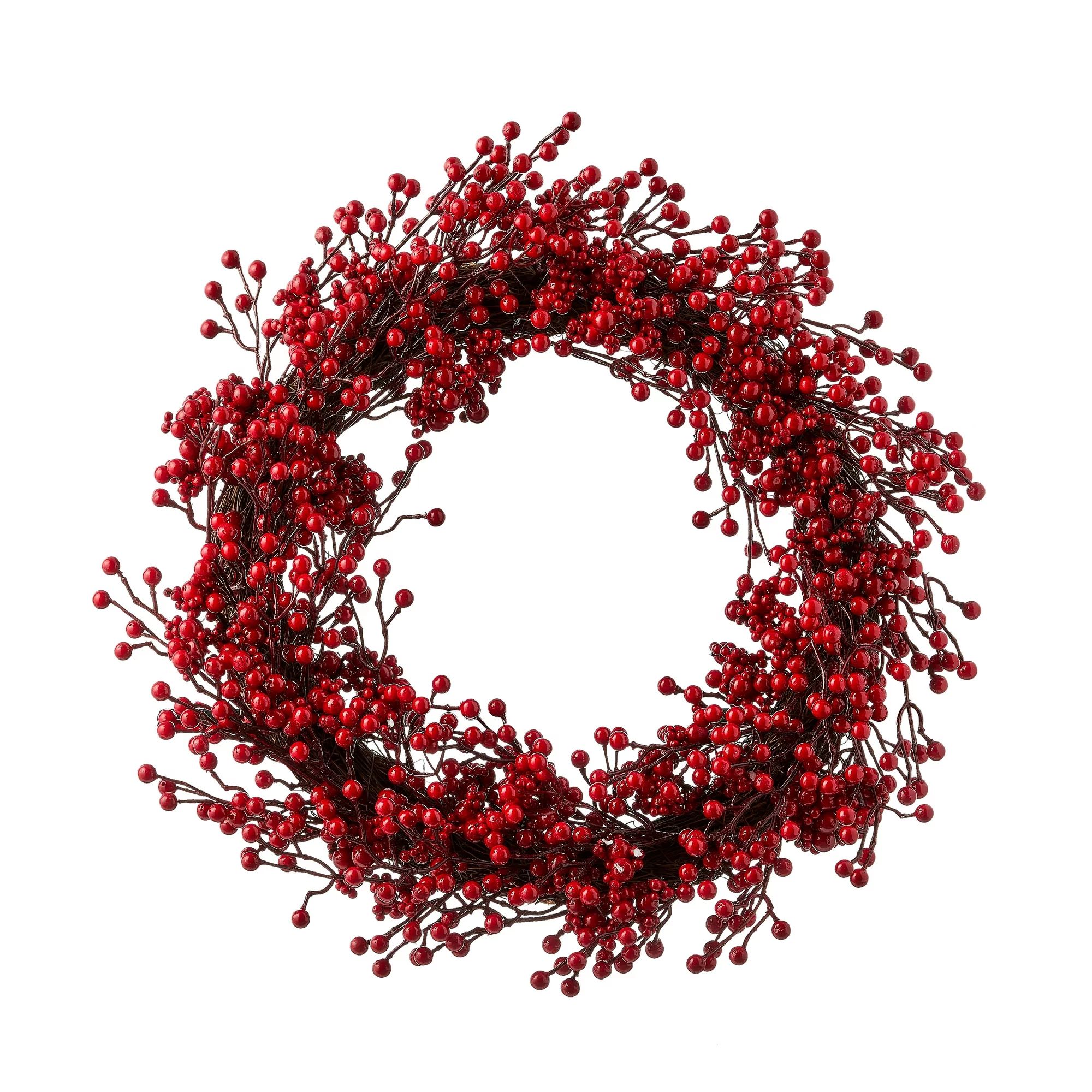 Holiday Time Red Berry Wreath, 22in | Walmart (US)