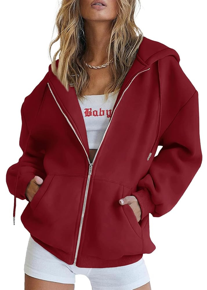 PRETTYGARDEN Women's Zip Up Y2K Hoodies Casual Long Sleeve Track Jackets with Pockets | Amazon (US)