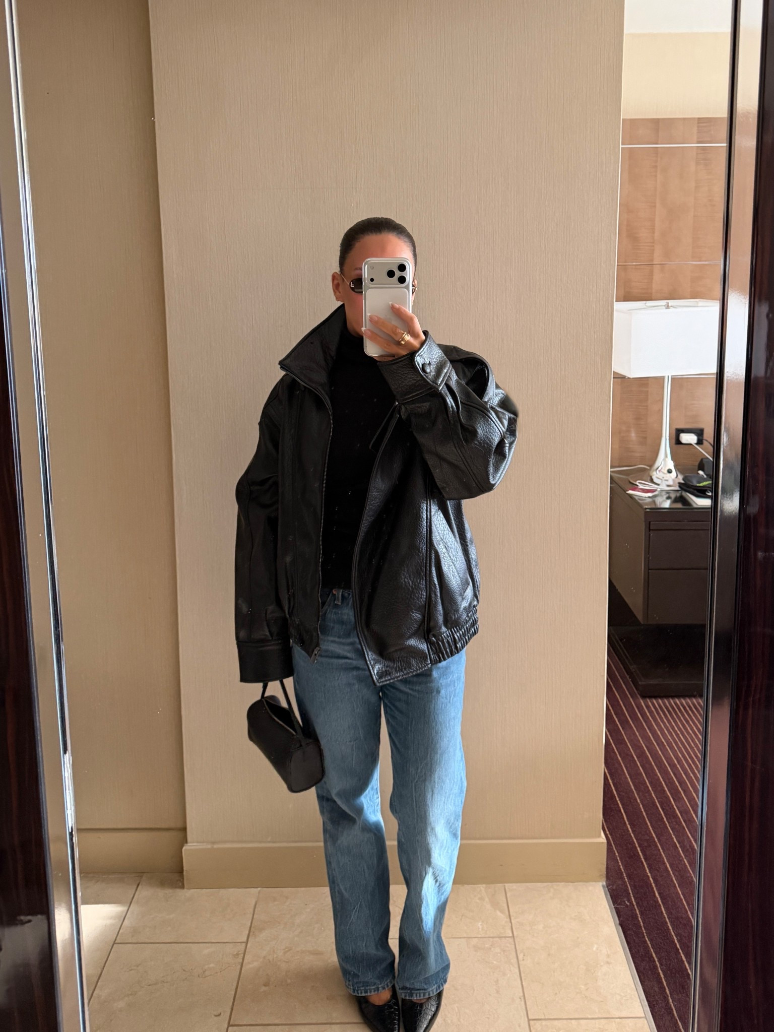YSL inspired leather jacket xs