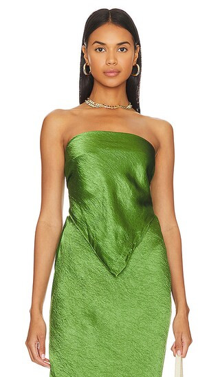 Satin Scarf Top in Grass Green | Revolve Clothing (Global)