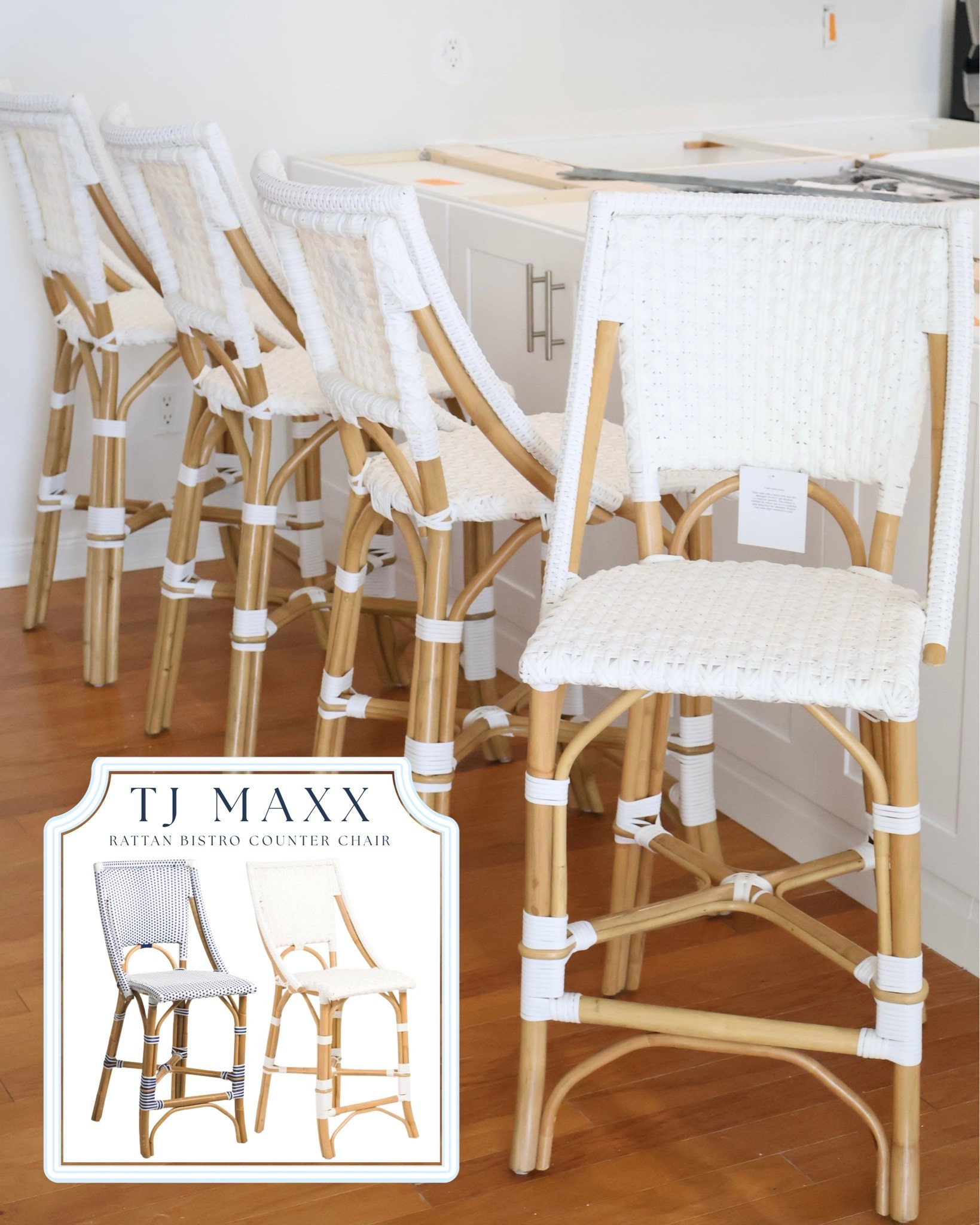 Affordable Rattan Bistro Counter Stools for a Coastal Kitchen | Designer Sale Find ✨ 

The Serena & Lily look for LESS 🙌🏼These rattan bistro counter stools are giving major coastal-grandmillennial charm on major sale online at TJ Maxx and Marshalls! I love the white woven detailing + natural rattan combination. Perfect for a modern coastal kitchen, beach house, or grandmillennial-inspired space.

~ Natural rattan + white woven construction, available in Navy and white as well and the same style dining chairs

~ That classic French bistro-inspired silhouette

 ~ A beautiful Serena & Lily look for less 

#rattanstools #rattancounterstools
#coastalhome #coastaldecor #coastalkitchen #moderncoastal #grandmillennial #grandmillennialstyle #serenaandlily #serenaandlilylookforless #tjmaxx #homegoods
#marshalls

#LTKHome #LTKSaleAlert