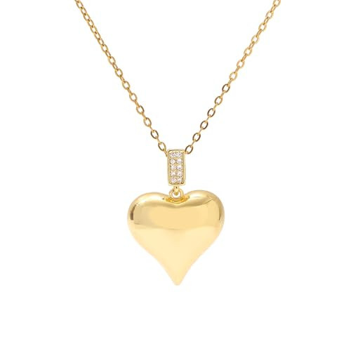 Lit Wall Gold Heart Necklace for Women 14k Gold Plated Glossy Heart Pendant Necklaces Love Heart Necklace for Women Dainty Gold Jewelry Valentines Day Gifts for Women | Amazon (US)