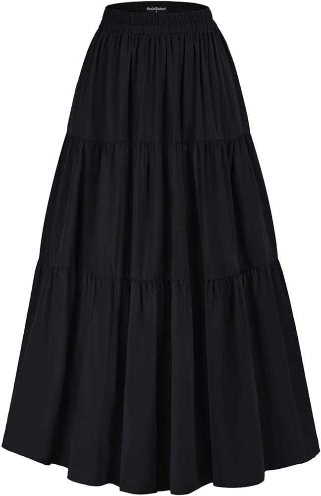 Scarlet Darkness Maxi Long Skirts for Women Summer Flowy Renaissance Skirt with Pockets | Amazon (US)