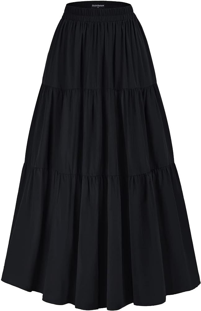 Scarlet Darkness Maxi Long Skirts for Women Summer Flowy Renaissance Skirt with Pockets | Amazon (US)