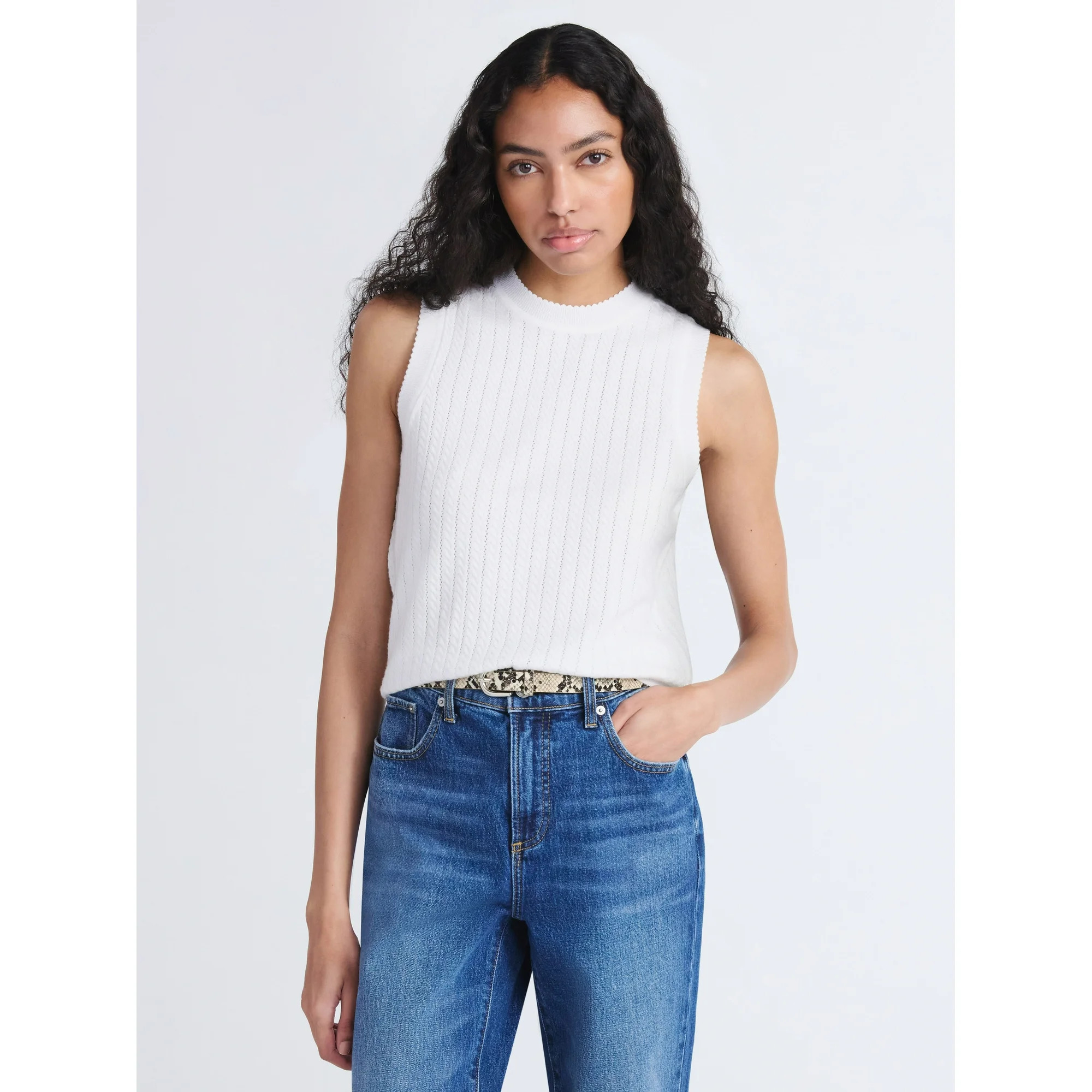 Free Assembly Women's Cozy Yarn Cable Sweater Shell, Sizes XS-XXL | Walmart (US)