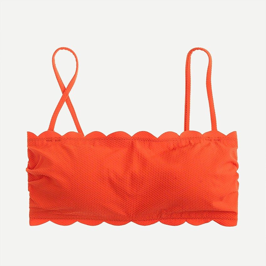 Scallop piqué bandeau bikini top | J.Crew US