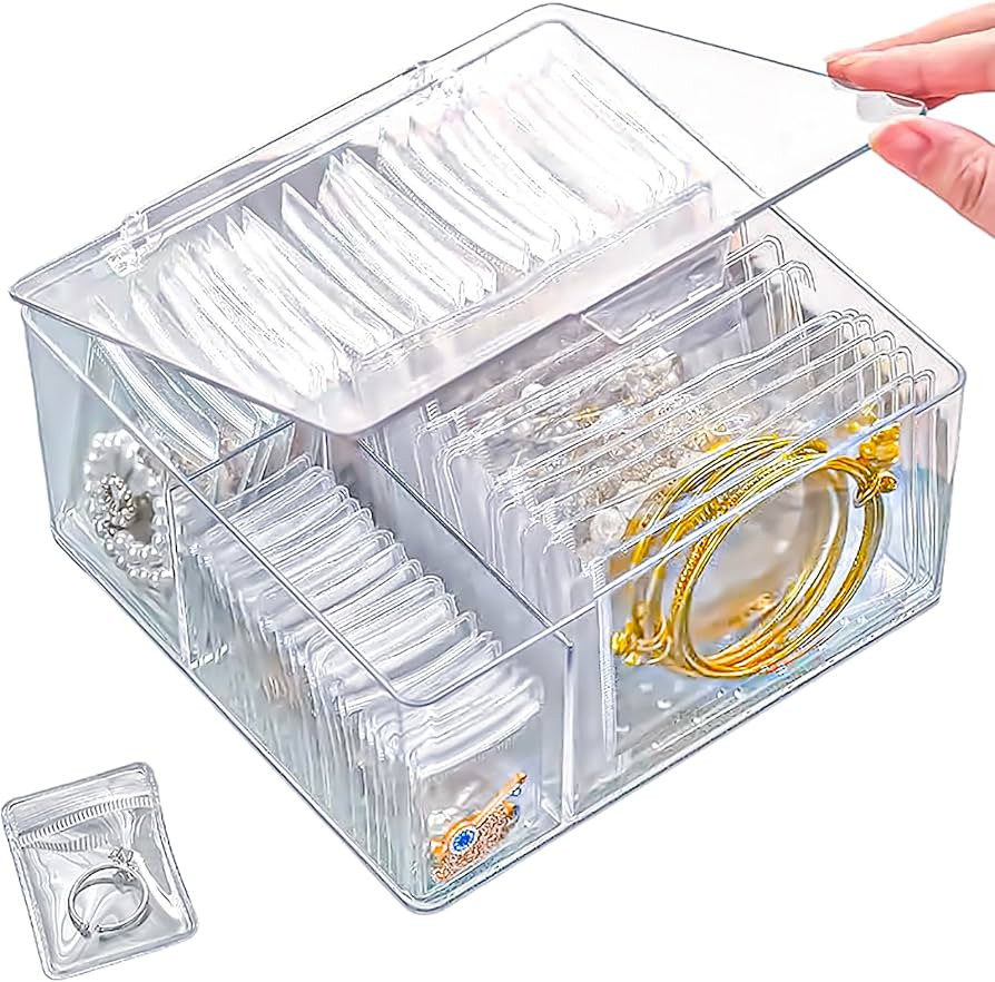4-in-1 Acrylic Jewelry Organizers and Storage with 60 Portable Anti Tarnish Jewelry Bags, Clear J... | Amazon (CA)