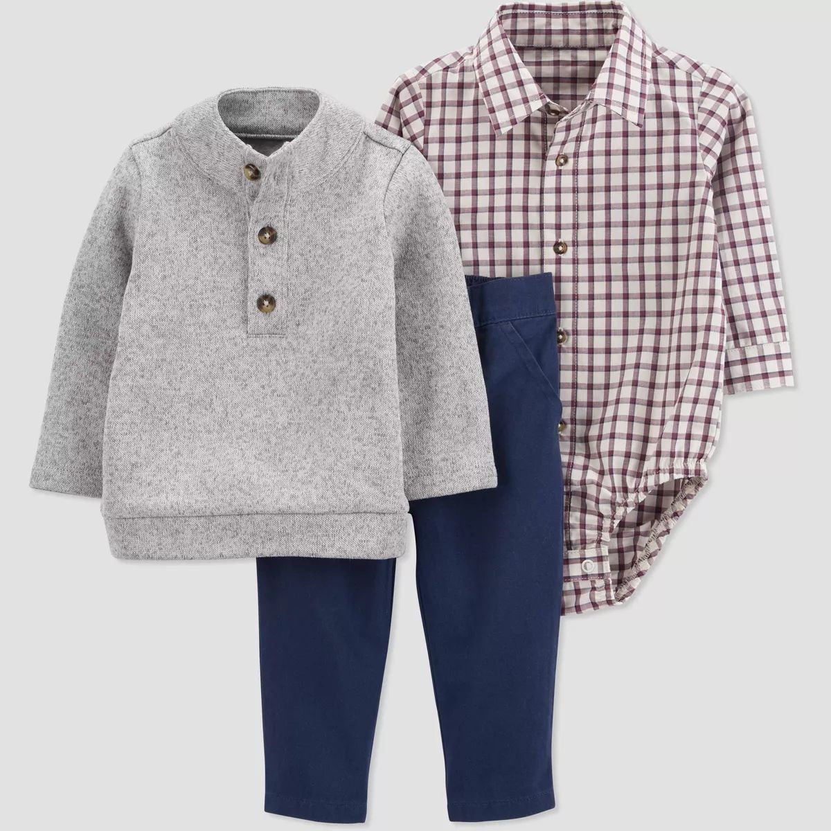 Carter's Just One You®️ Baby Boys' Plaid Top & Bottom Set - Cream | Target