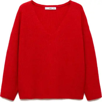 MANGO Rib V-Neck Sweater | Nordstrom | Nordstrom