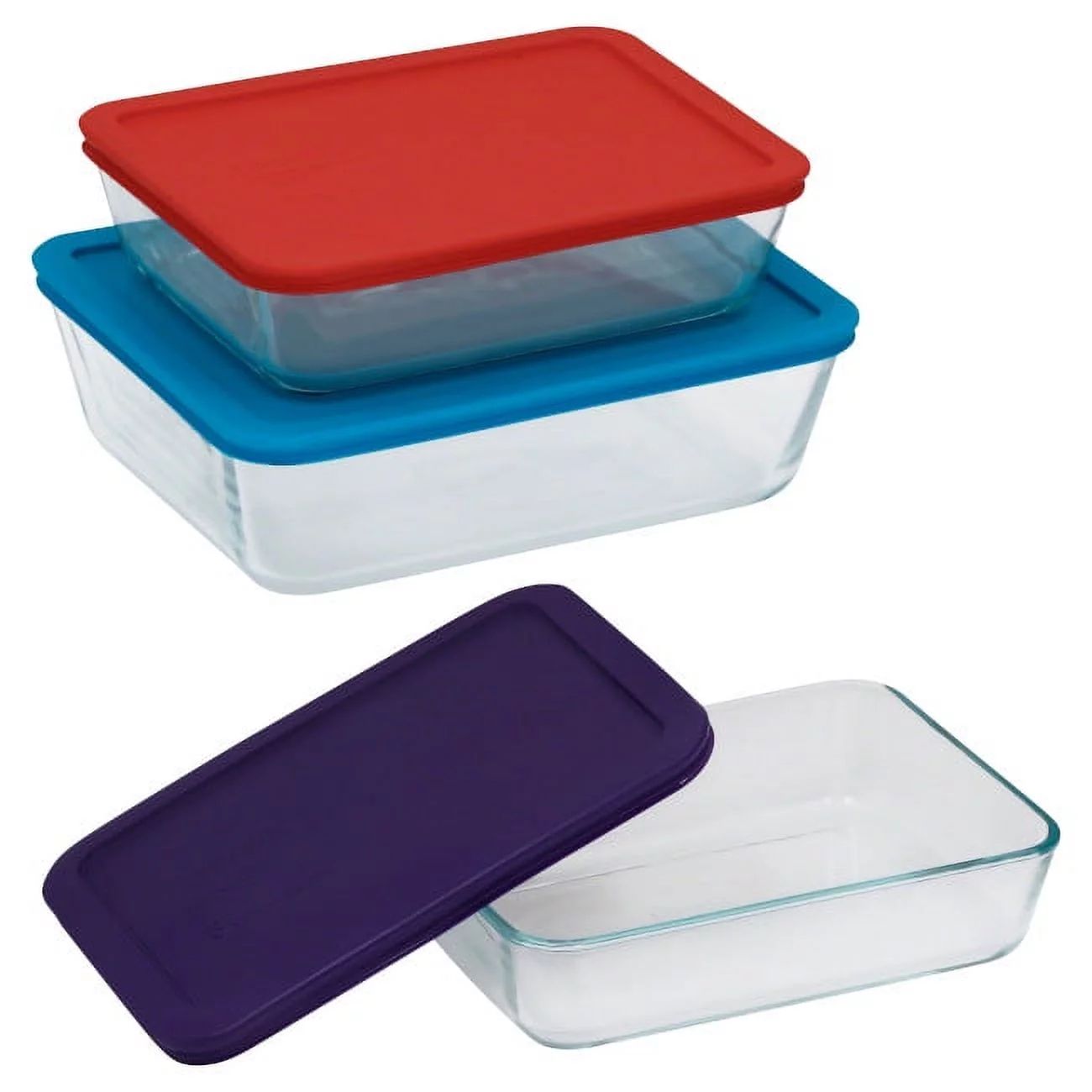 Pyrex Simply Store Glass Storage Container, Multi Color, 6 Piece | Walmart (US)