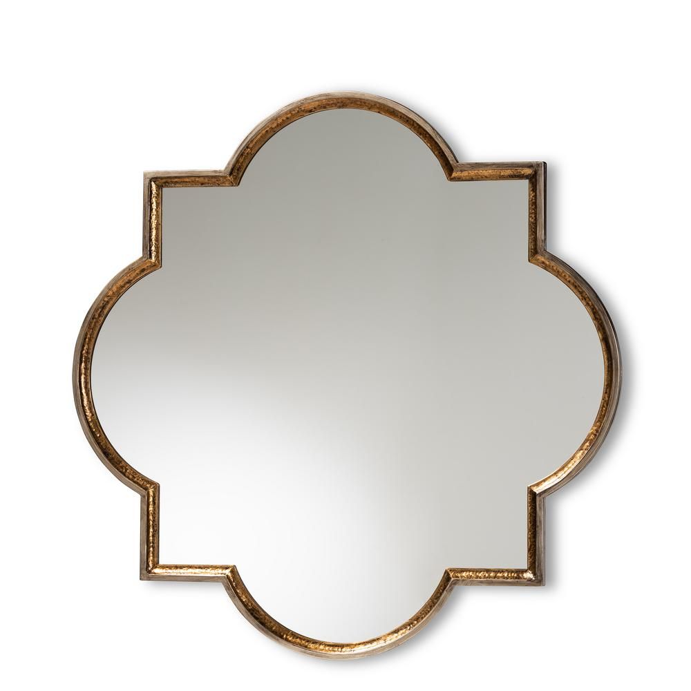 Baxton Studio Tiana 40 in. x 40 in. Vintage Round Framed Bronze and Gold Accent Wall Mirror | The Home Depot