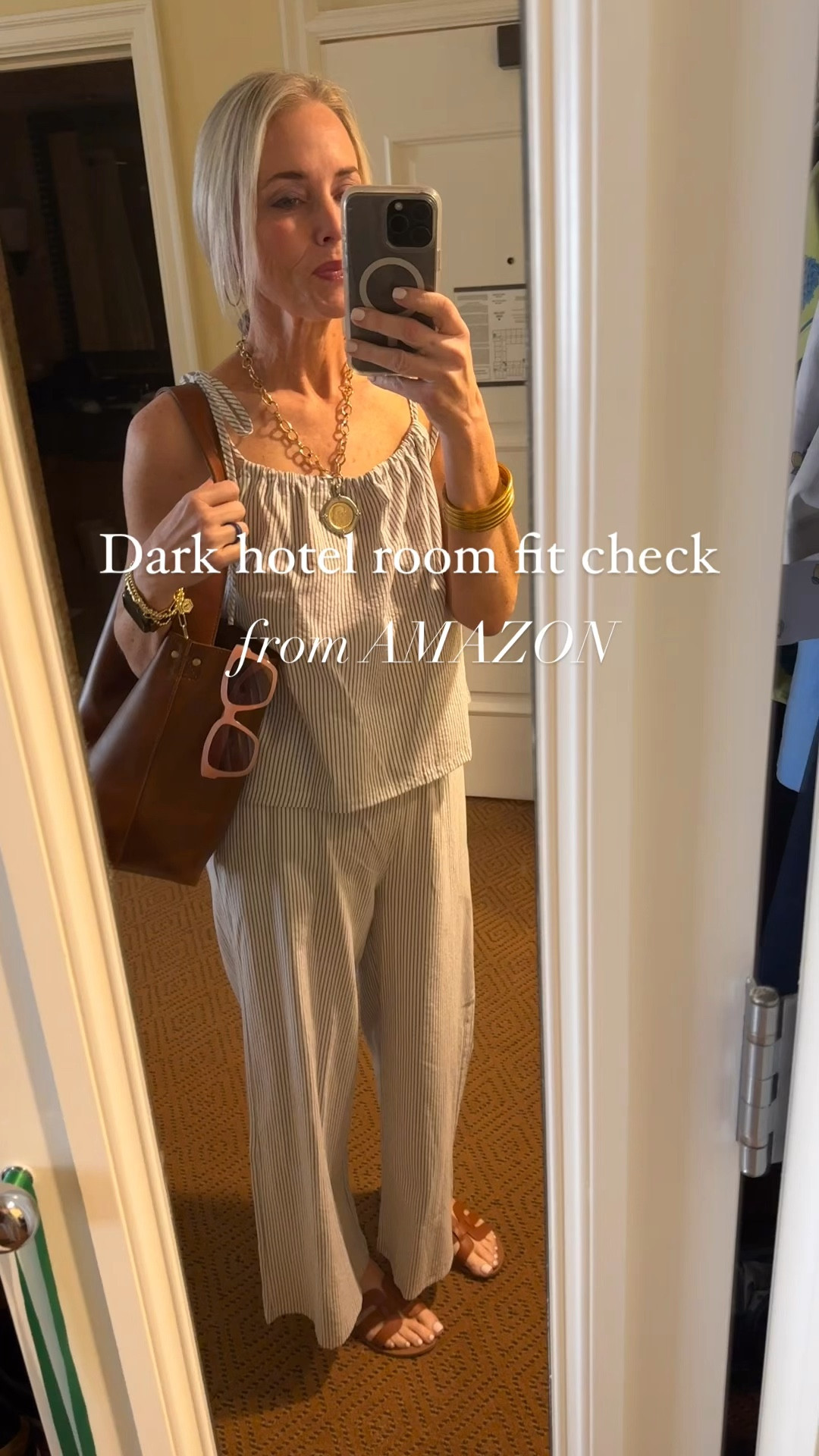 First full day in St. Simon’s Island calls for comfy, chic, classic, and lightweight. This set from Amazon checks all the boxes. I’ve paired it with my favorite Amazon slides (total designer look for less), everyday gold, pewter, and leather jewelry from Amazon and Jennifer Ponson Designs, and the gorgeous real leather handcrafted Kate Tote bag from Madeline Parks Designs. 

As a reminder for reference, I’m 53, 5’8, 140ish lbs, typically a 6/8/M wearing a medium in the set. Wearing stickies from Amazon instead of a strapless bra. 

My necklace and tote bag can’t be linked here, so let me know if you want the site url and my 10% off discount codes. Happy to send them your way  

#LTKSeasonal #LTKOver40 #LTKStyleTip